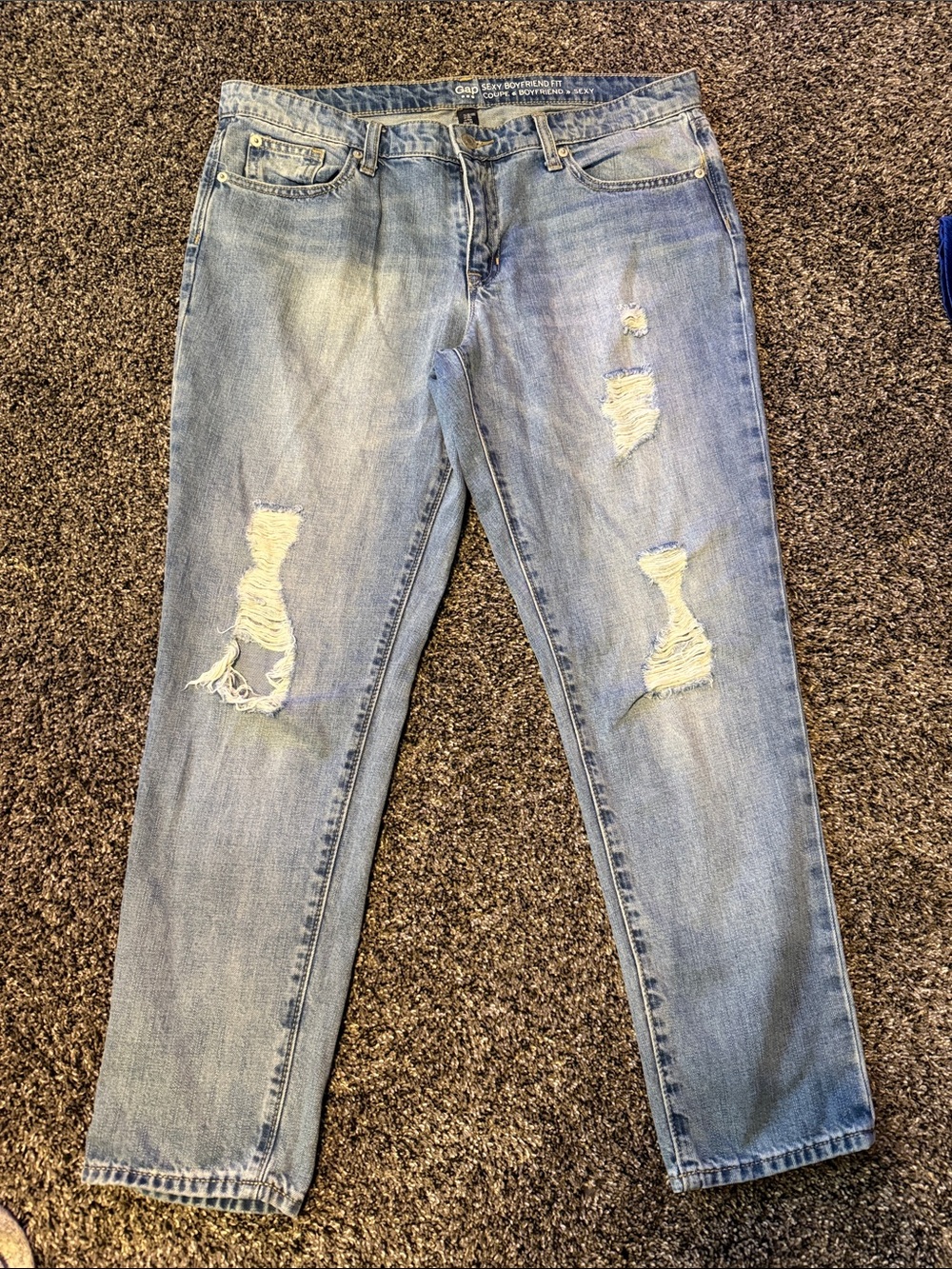 GAP Distressed Light Blue Boyfriend Jeans